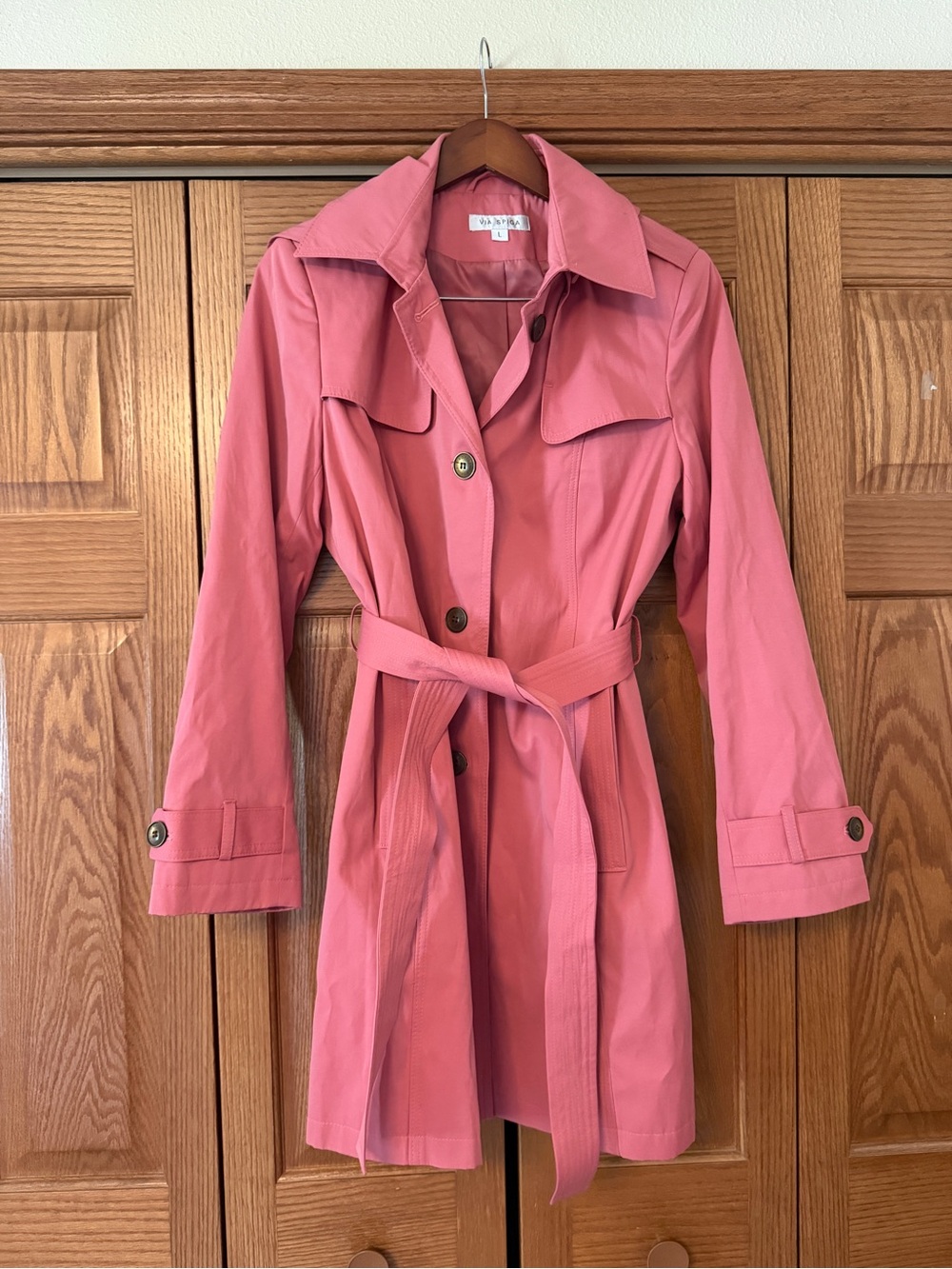 Via Spiga Rose-Pink Trench Coat with Waist Tie